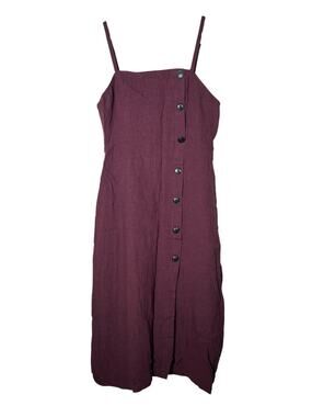 First Monday burgundy red button-down midi dress size medium M B181